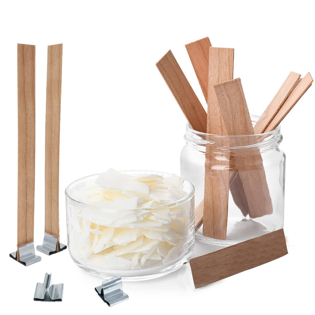 50PCS Crackling Wooden Candle Wicks with Metal Base R8786