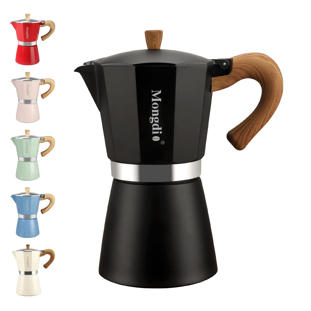 Stovetop Espresso Maker Moka Pot, 6 Cup 10 oz Black F62748