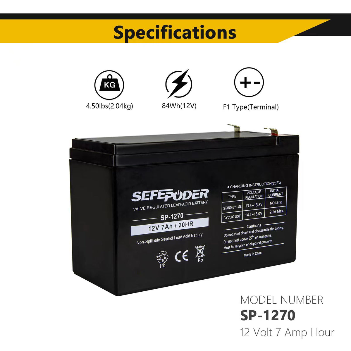 12 Volt 7ah Rechargeable Sealed Lead Acid Battery 2 Pack C1161