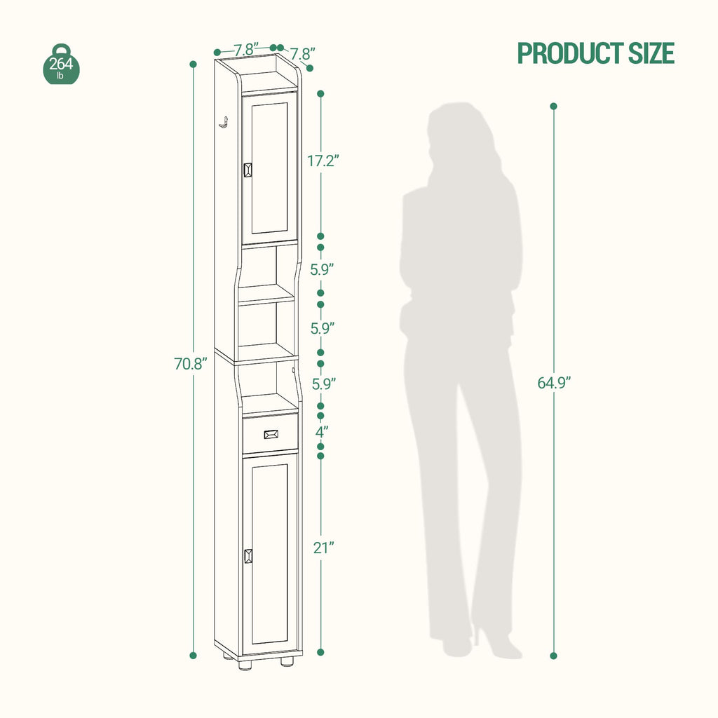 White Tall Narrow Bathroom Storage Cabinet C568830
