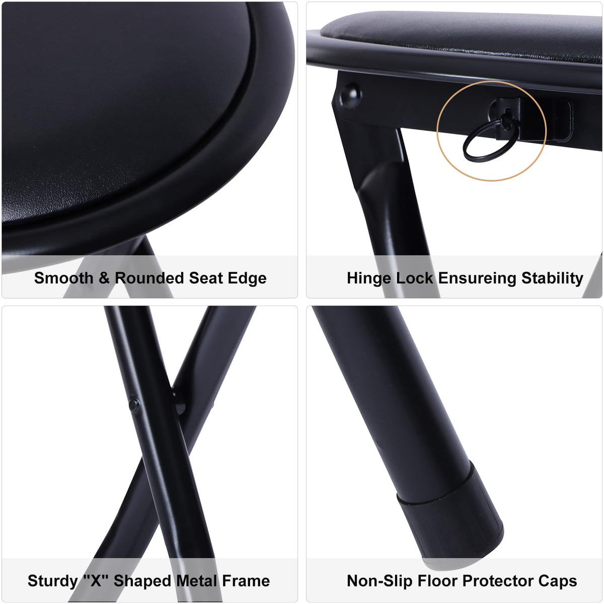 Black 18-Inch Folding Stool H2167