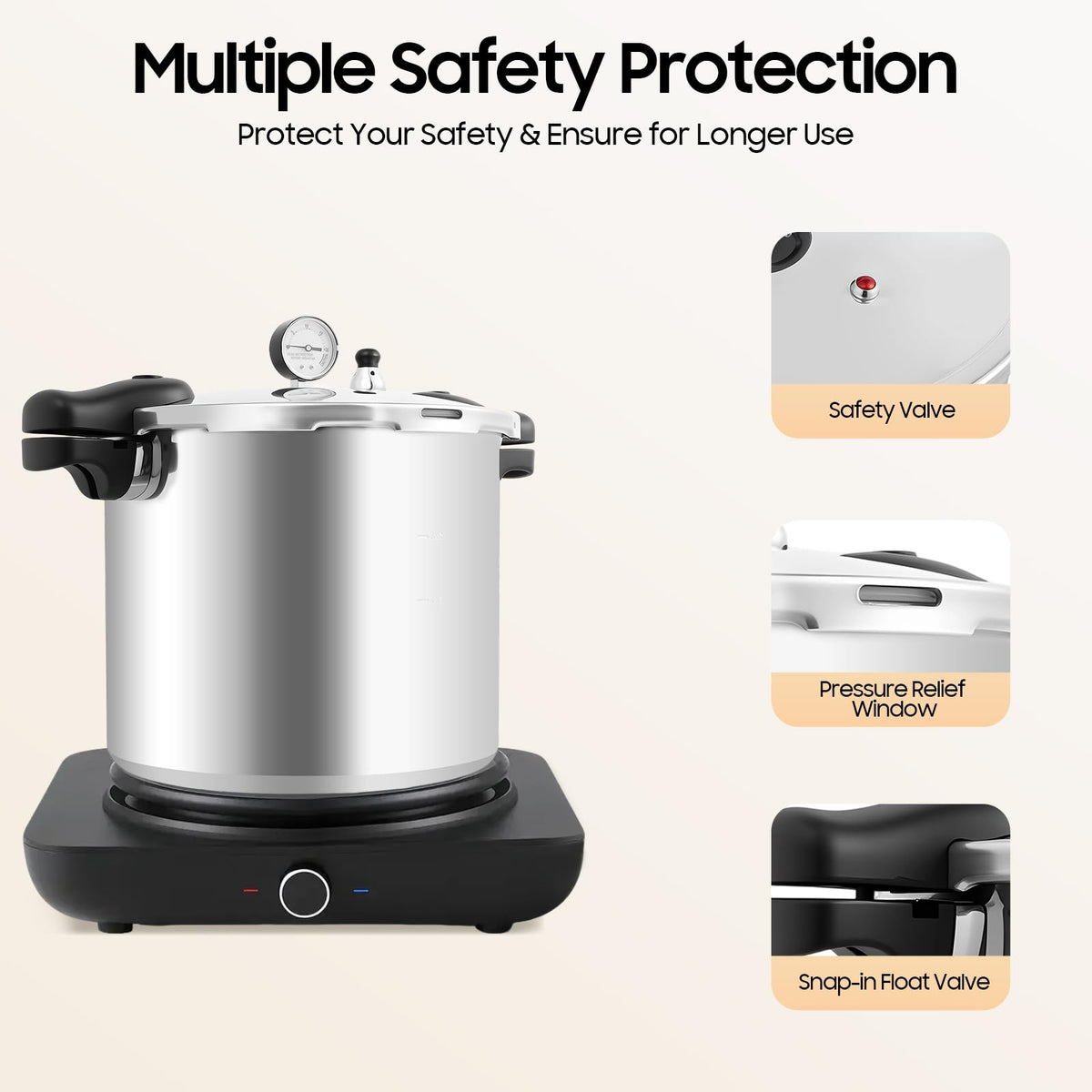 23 Quart Aluminum Pressure Cooker with Pressure Gauge & Release Valve W31712
