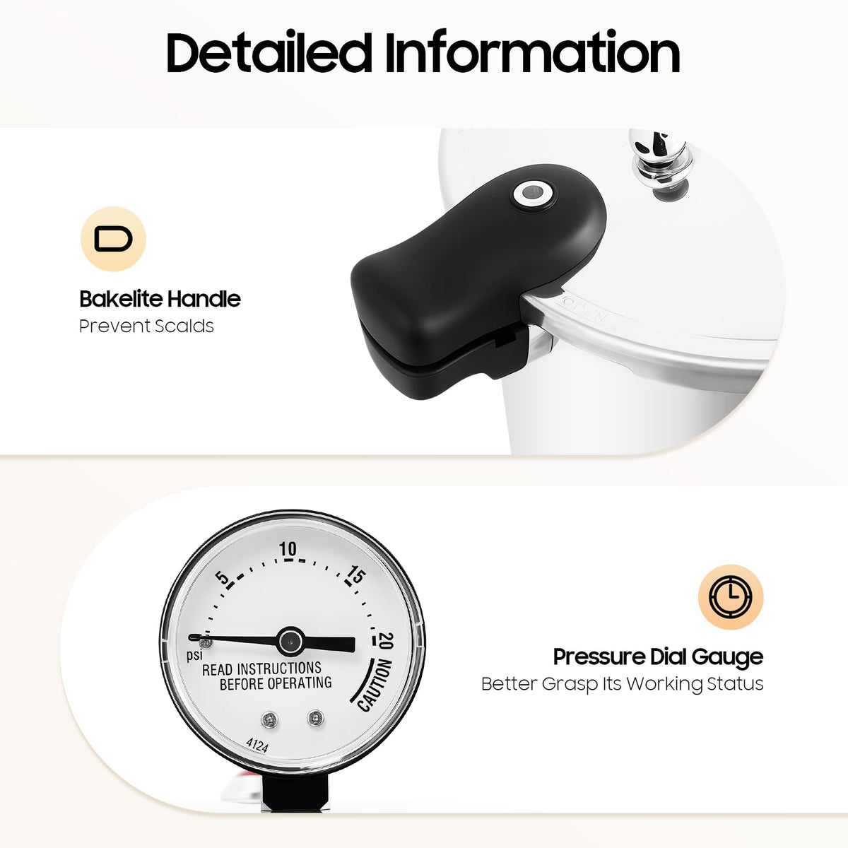23 Quart Aluminum Pressure Cooker with Pressure Gauge & Release Valve W31712