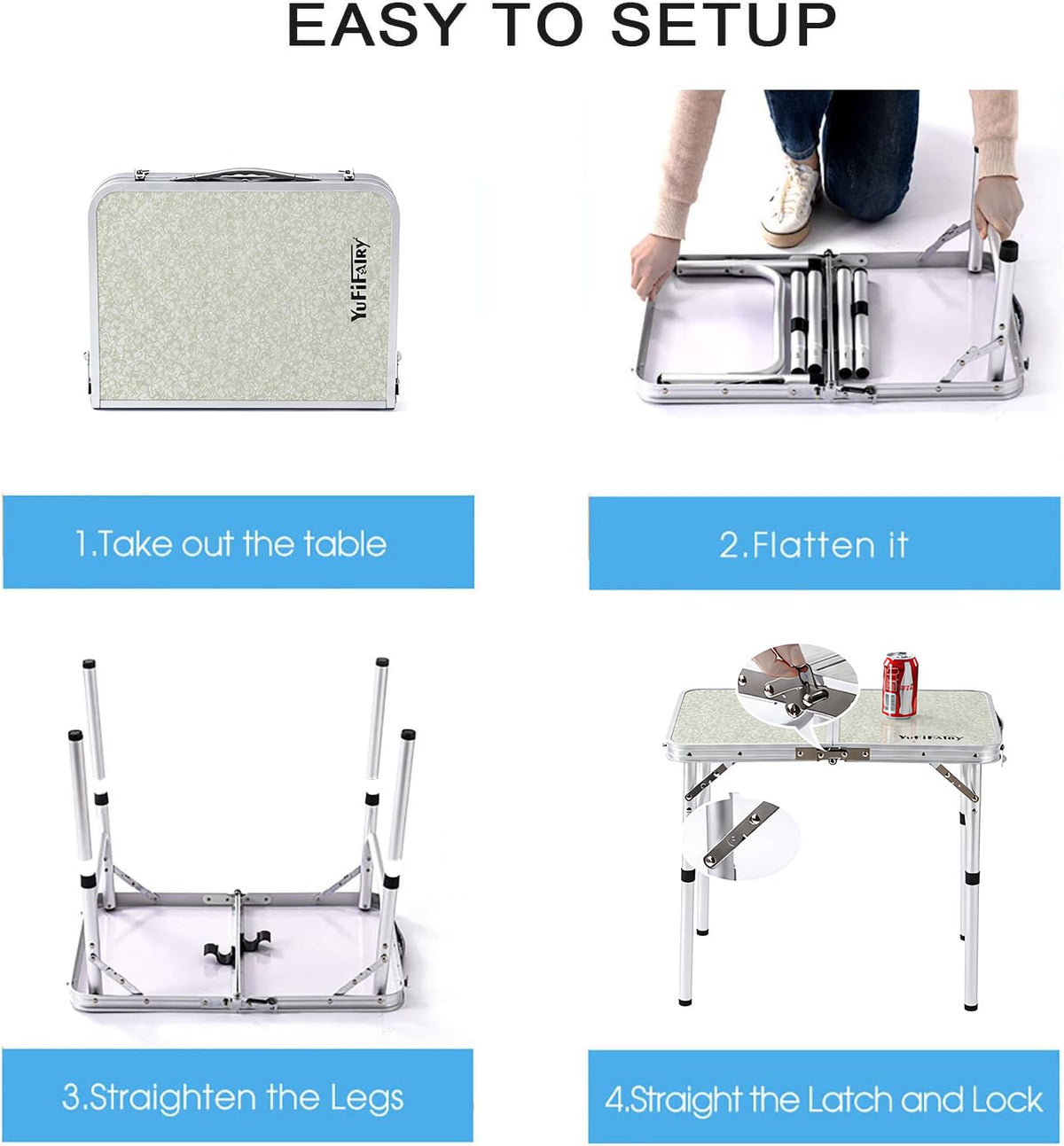 Adjustable Height Small Folding Camp Table Z3459