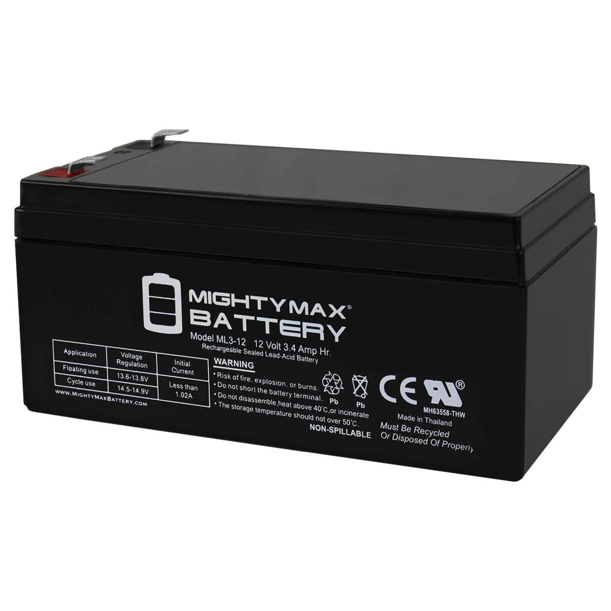 12 Volt 3 AH Rechargeable SLA AGM Battery L408