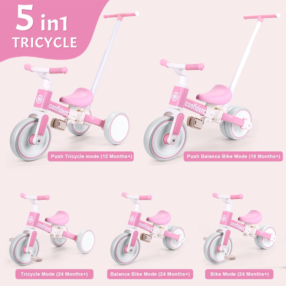 Tricycle for Toddlers 1-3 Year Olds, 5 in 1 Toddler Balance Bike V9006
