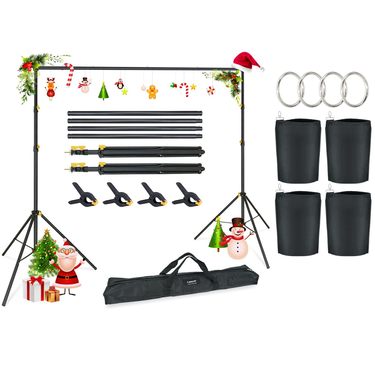 Adjustable Photography Backdrop Stand Kit with Carrying Bag C52852