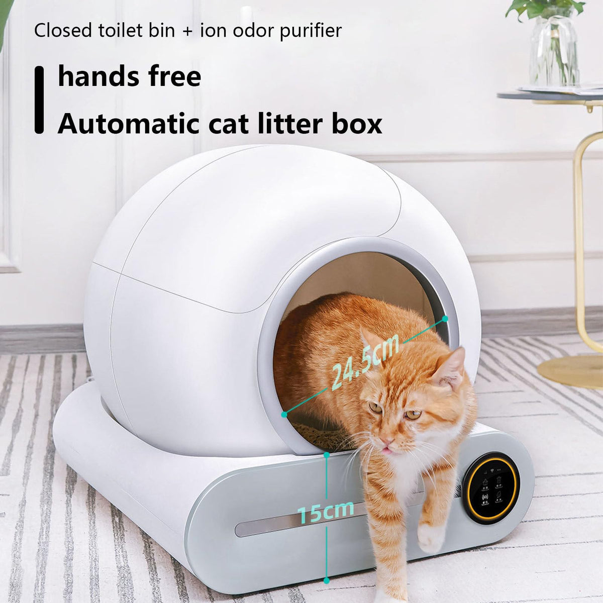 Covered Self-Cleaning Litter Box with Disposable Trays I48444