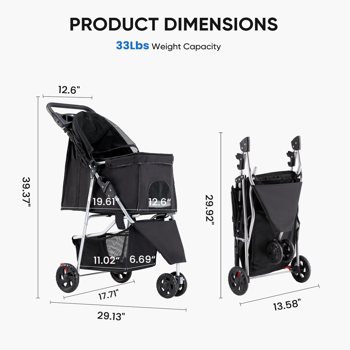 Foldable 3 Wheel Pet Stroller C8691