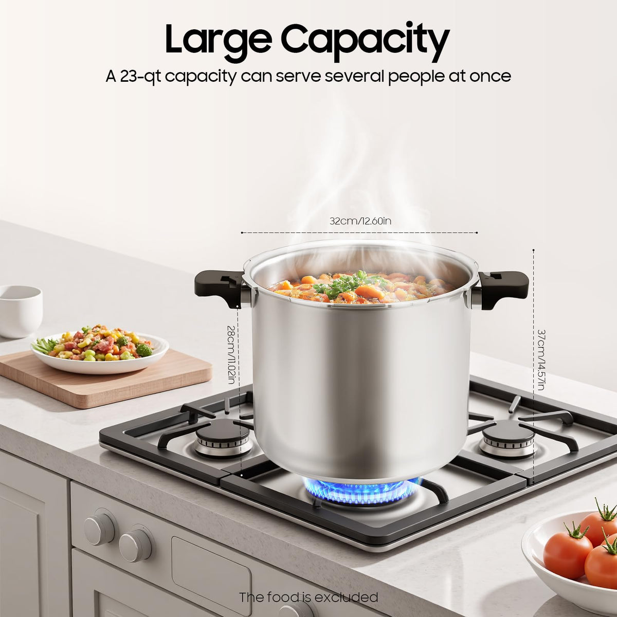 23 Quart Aluminum Pressure Cooker with Pressure Gauge & Release Valve W31712