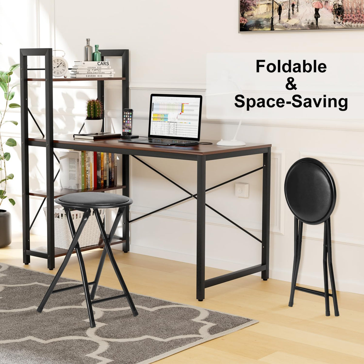 Black 18-Inch Folding Stool H2167
