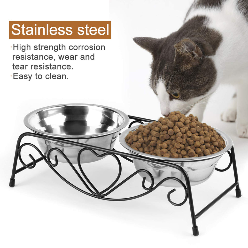 Double Stainless Steel Elevated Dog Bowls with Iron Stand G13662