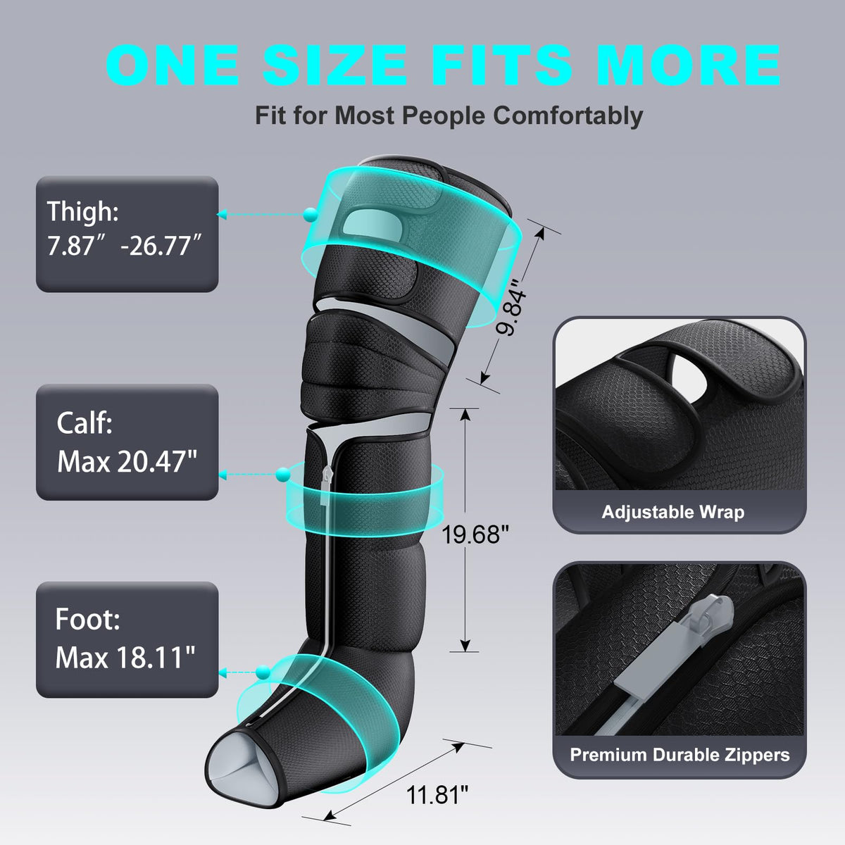 Black Leg Compression Massager with Heated Knee B194