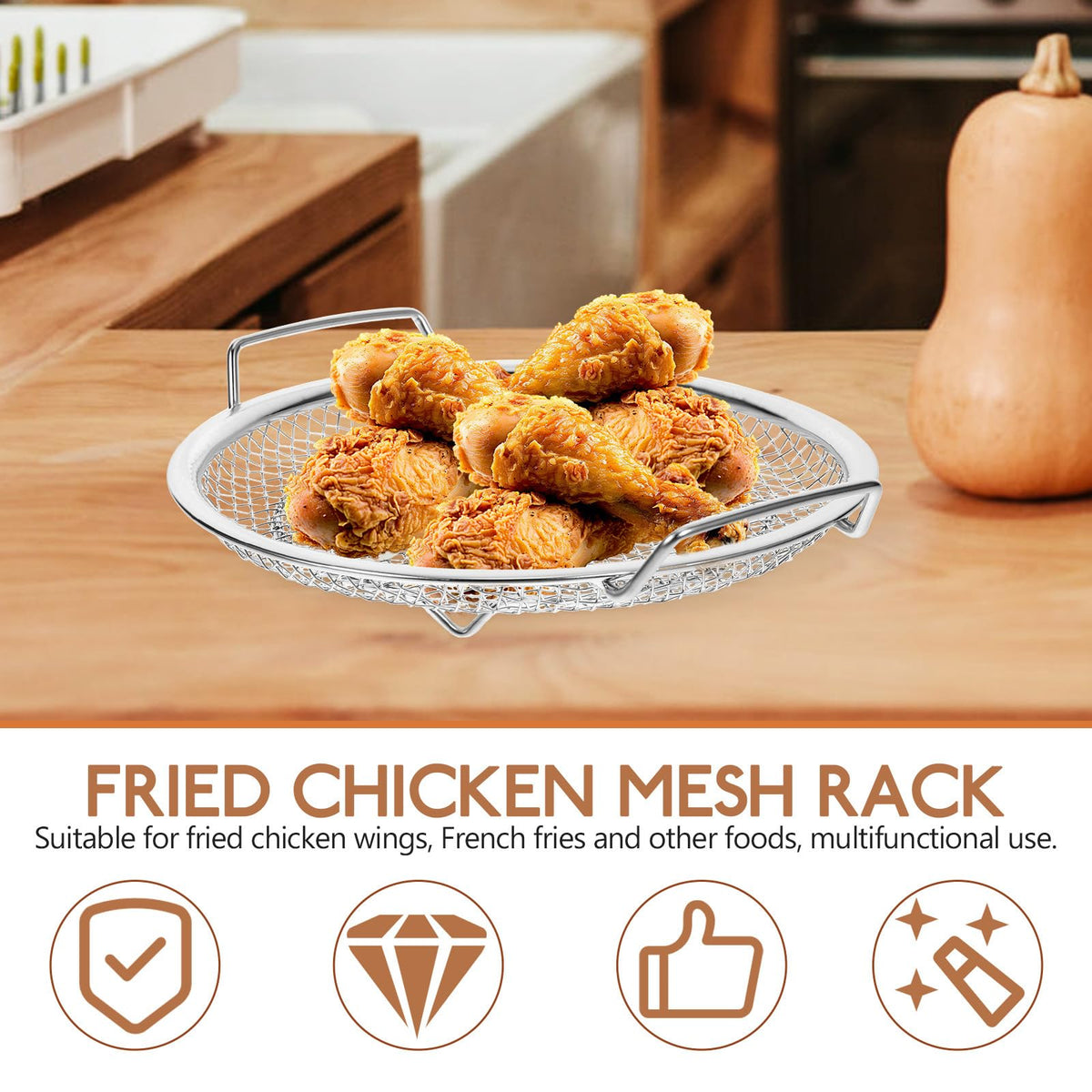 Stainless Steel Frying Basket Strainer 18cm P563
