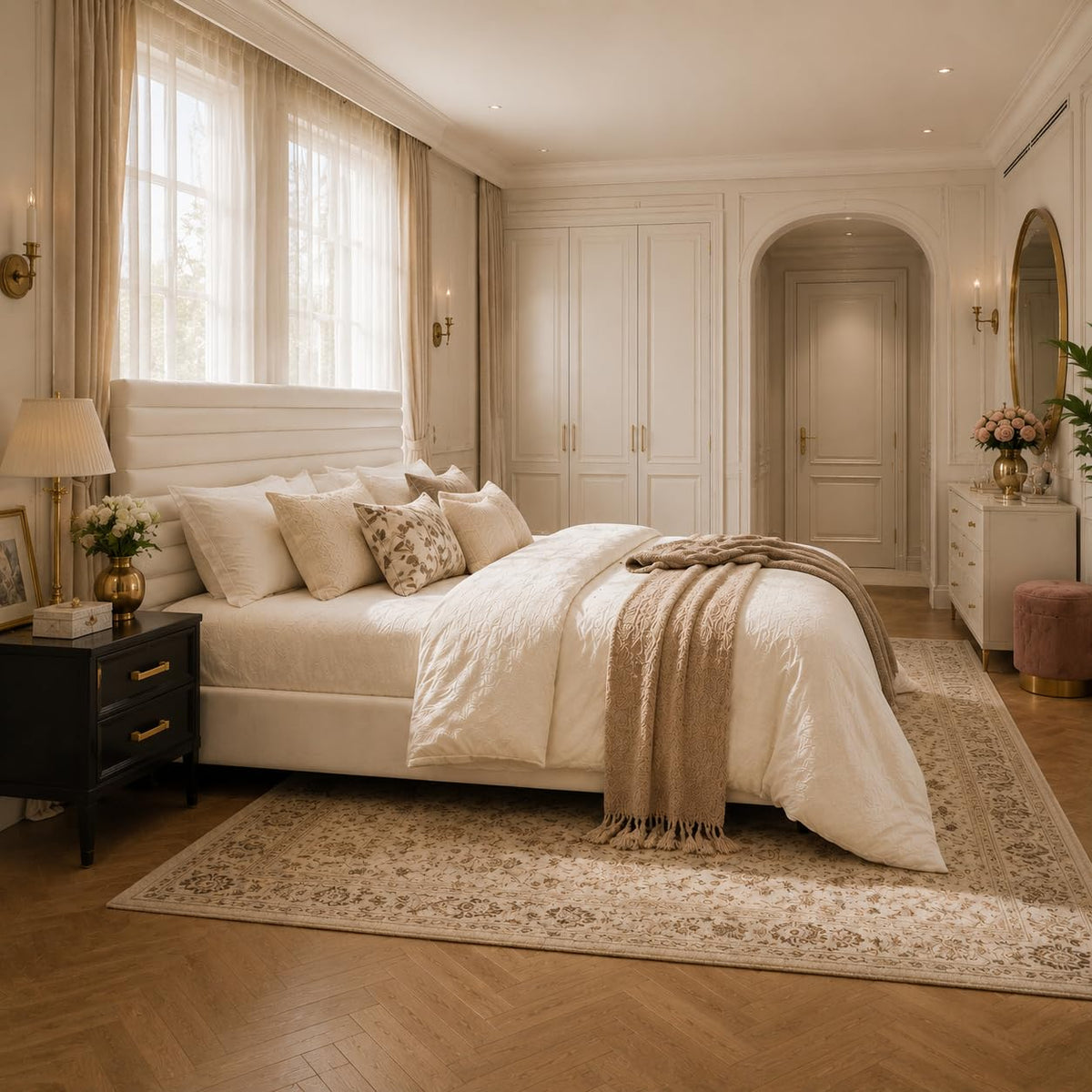 Queen Velvet Upholstered Bed Frame with Adjustable Headboard X6833