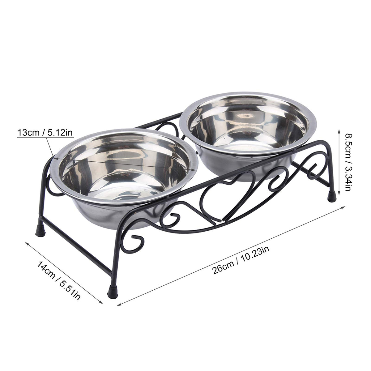 Double Stainless Steel Elevated Dog Bowls with Iron Stand G13662