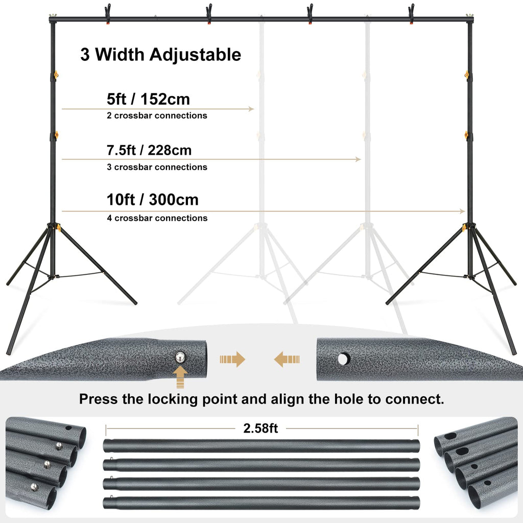 Adjustable Photography Backdrop Stand Kit with Carrying Bag C52852