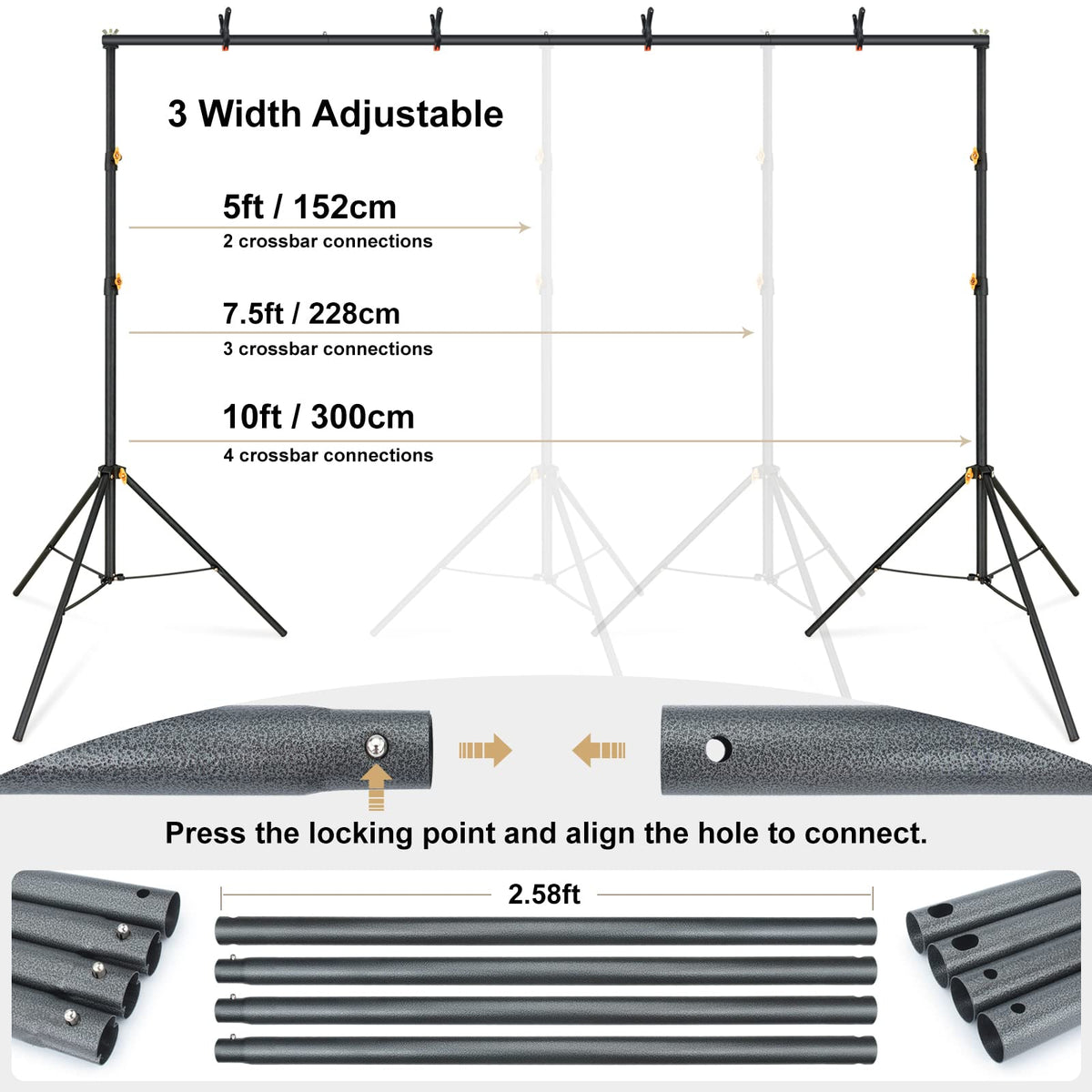 Adjustable Photography Backdrop Stand Kit with Carrying Bag C52852