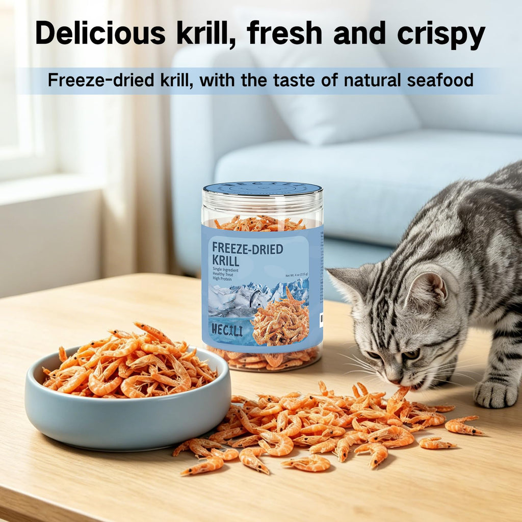Freeze Dried Antarctic Krill Treats for Dogs & Cats, Omega-3, 4 oz D57587
