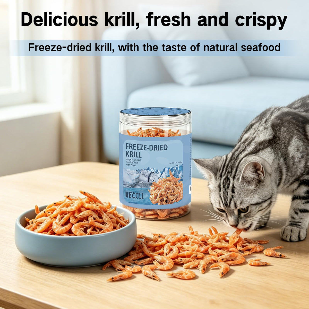 Freeze Dried Antarctic Krill Treats for Dogs & Cats, Omega-3, 4 oz D57587