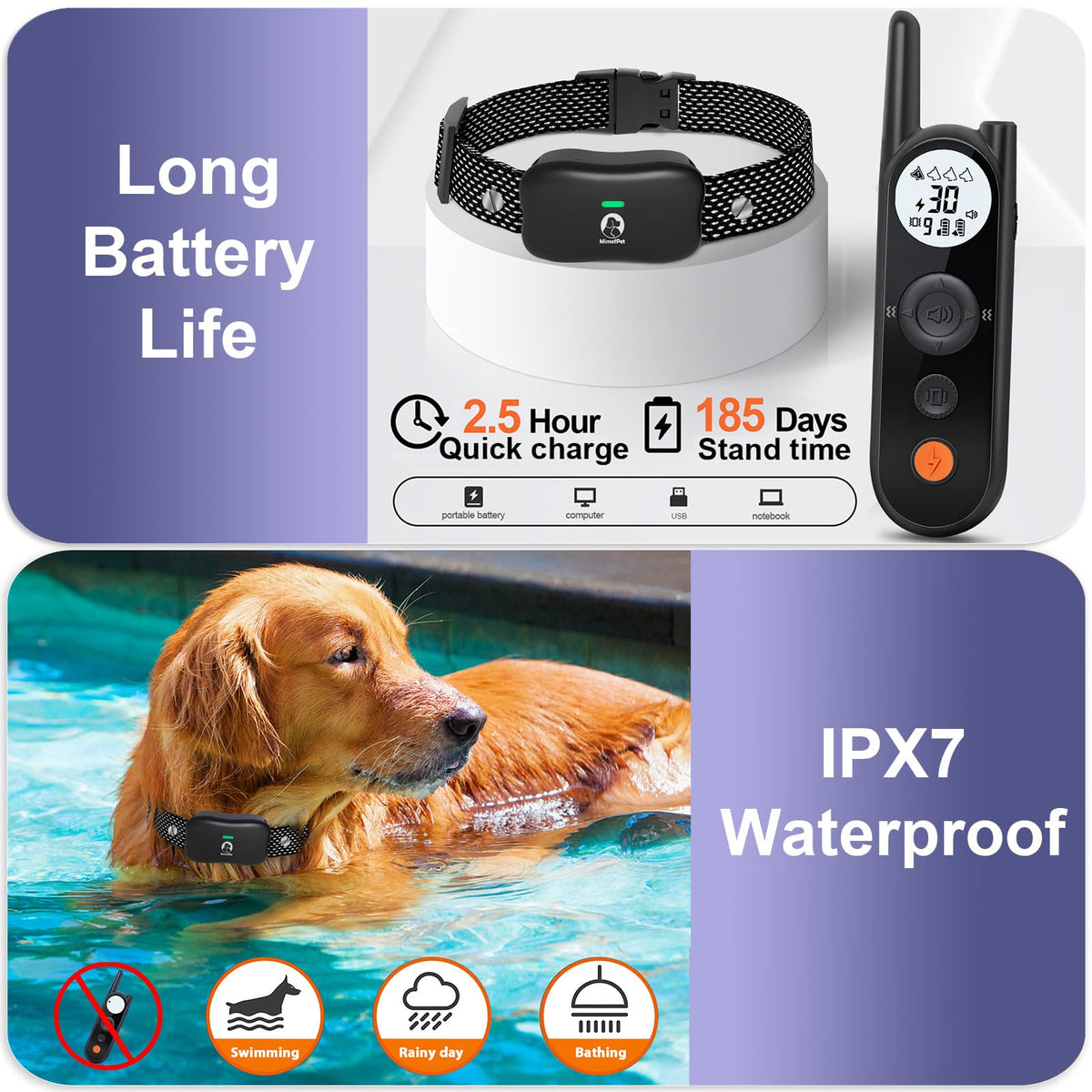 Wireless Dog Fence for 2 Dogs with Waterproof Collar P6716