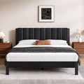 Twin Size Metal Platform Bed Frame with Velvet Headboard and Footboard K426