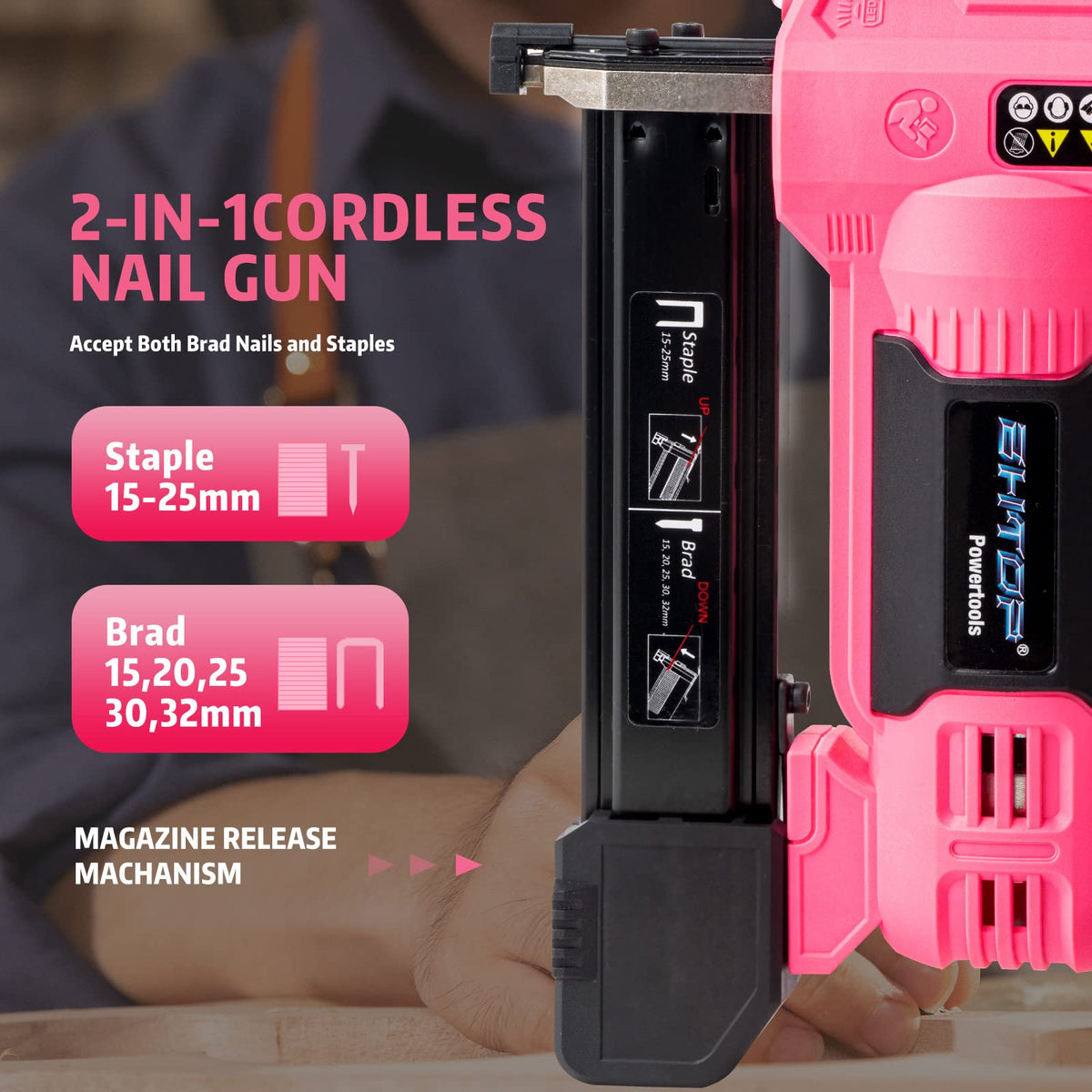 20V Cordless 18 Gauge 2 in 1 Brad Nailer & Stapler Kit Z65162