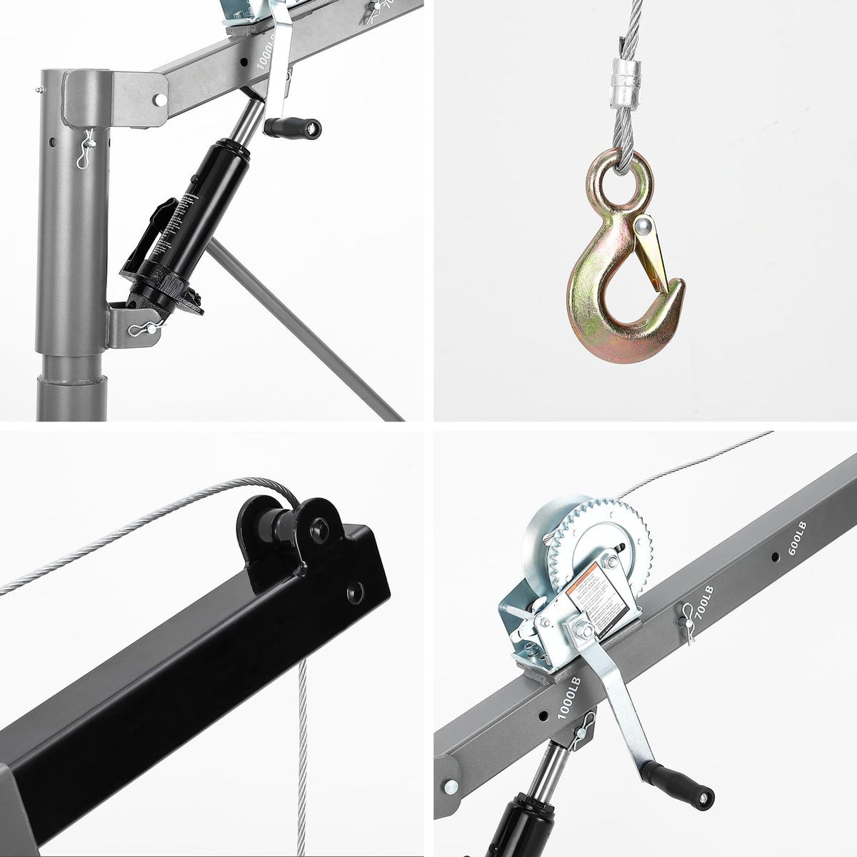1000 Lbs Hydraulic Pickup Truck Crane Hoist with Manual Winch Q107