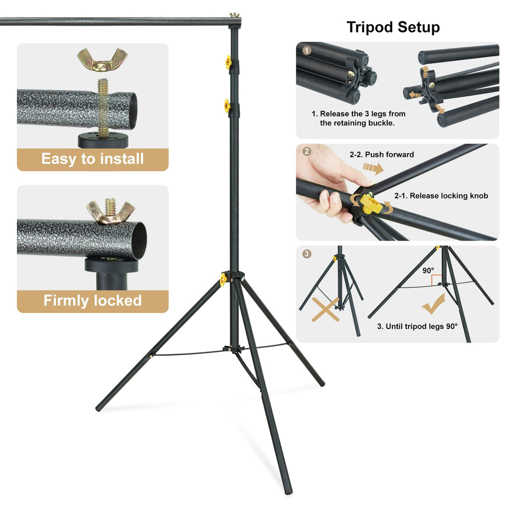 Adjustable Photography Backdrop Stand Kit with Carrying Bag C52852