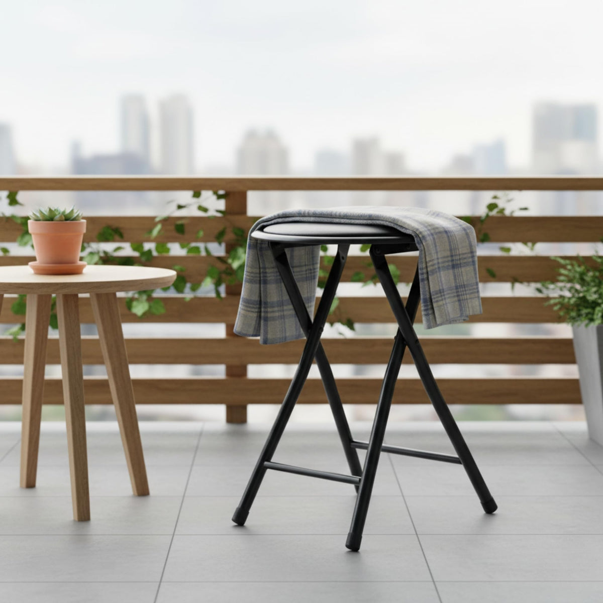 Black 18-Inch Folding Stool H2167