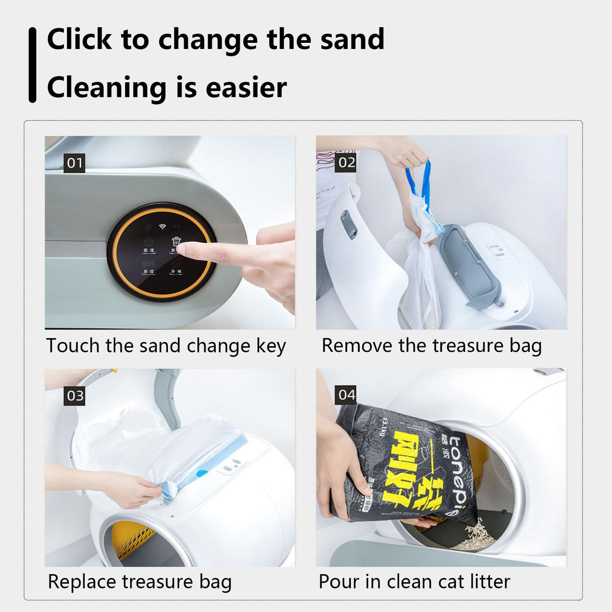 Covered Self-Cleaning Litter Box with Disposable Trays I48444