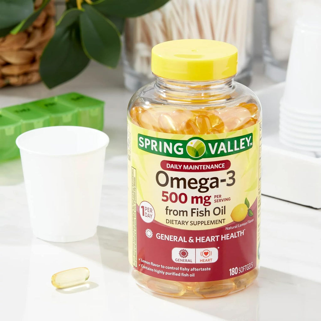 Omega-3 500 mg 180 Count Fish Oil Dietary Supplements Y2909