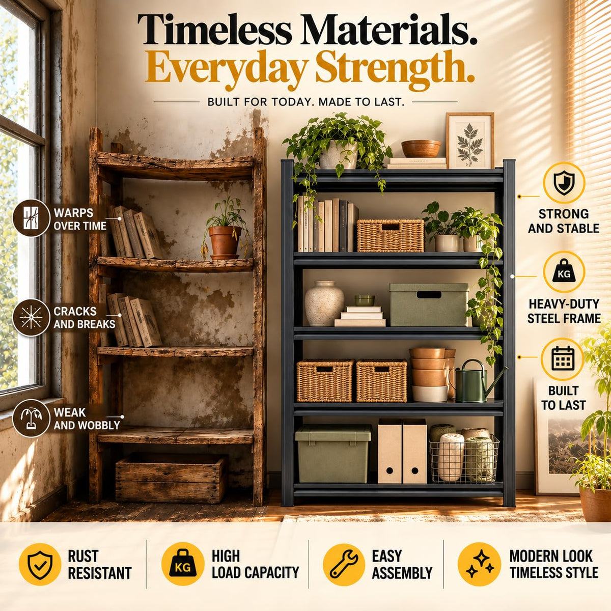 Metal Adjustable Heavy Duty Bookshelf J600