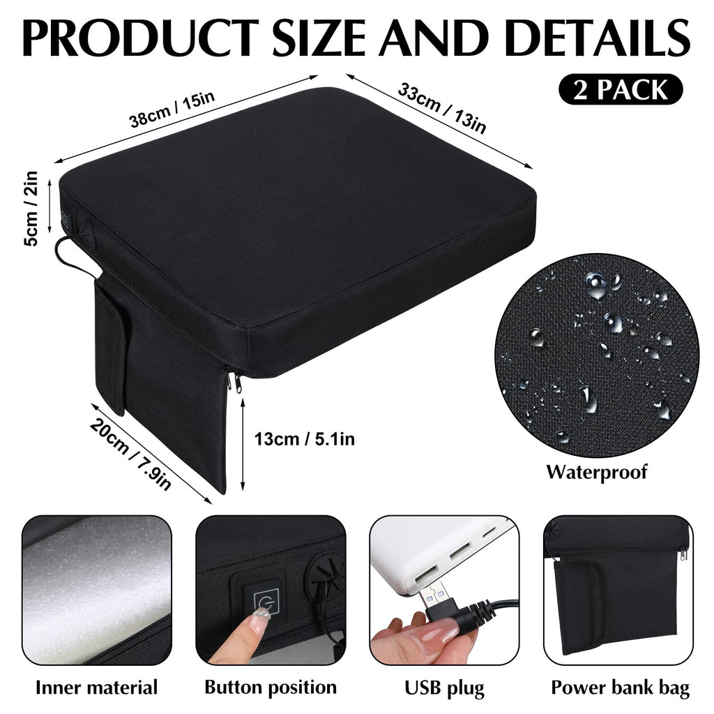 2 Pcs Portable Heated Seat Cushion Q24889