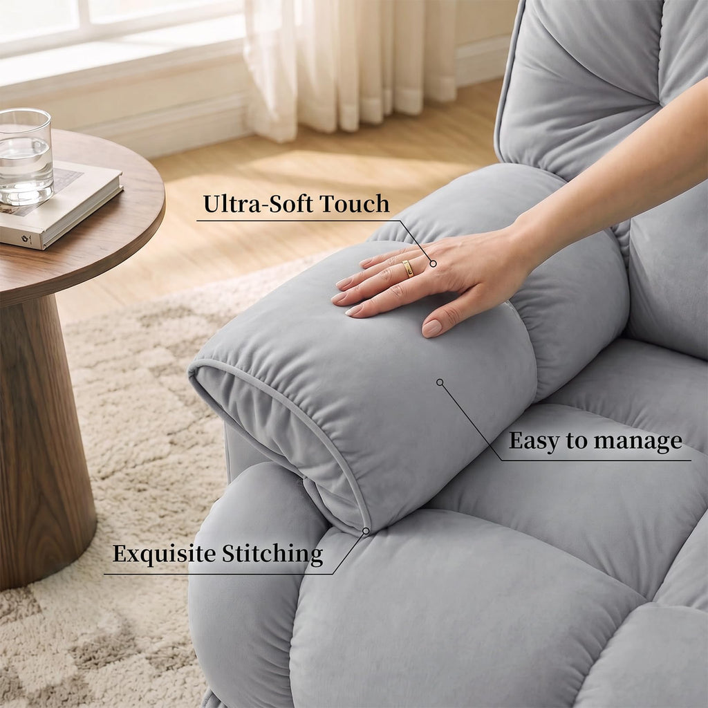 Velvet Swivel Recliner Accent Chair with Detachable Side Phone Holder S1055