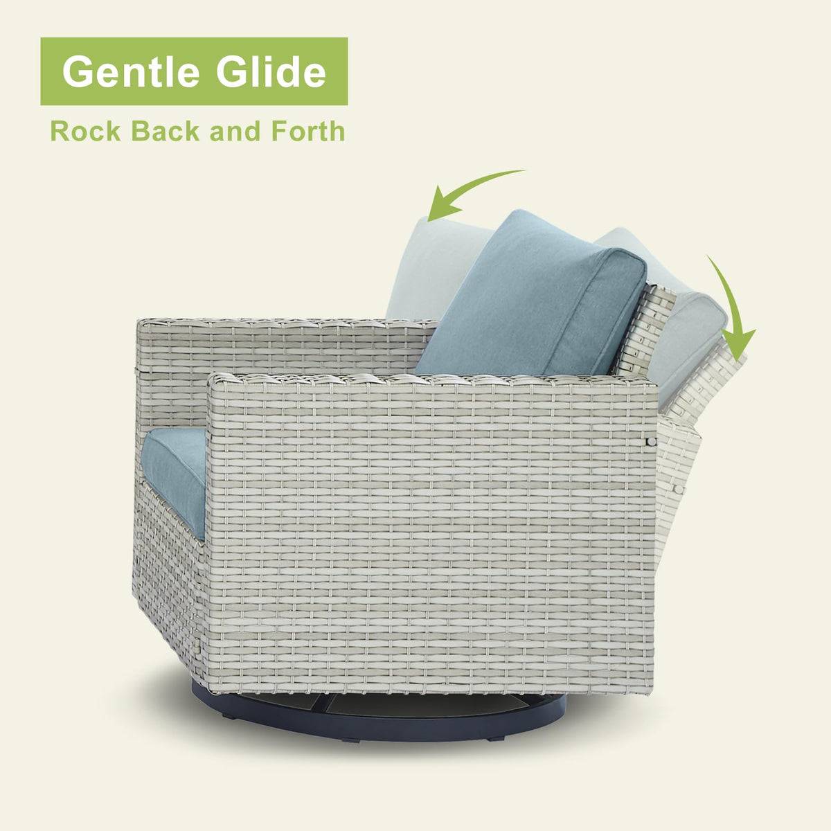 7 Piece Wicker Patio Conversation Set with Swivel Rocker Chairs and Ottoman J29885