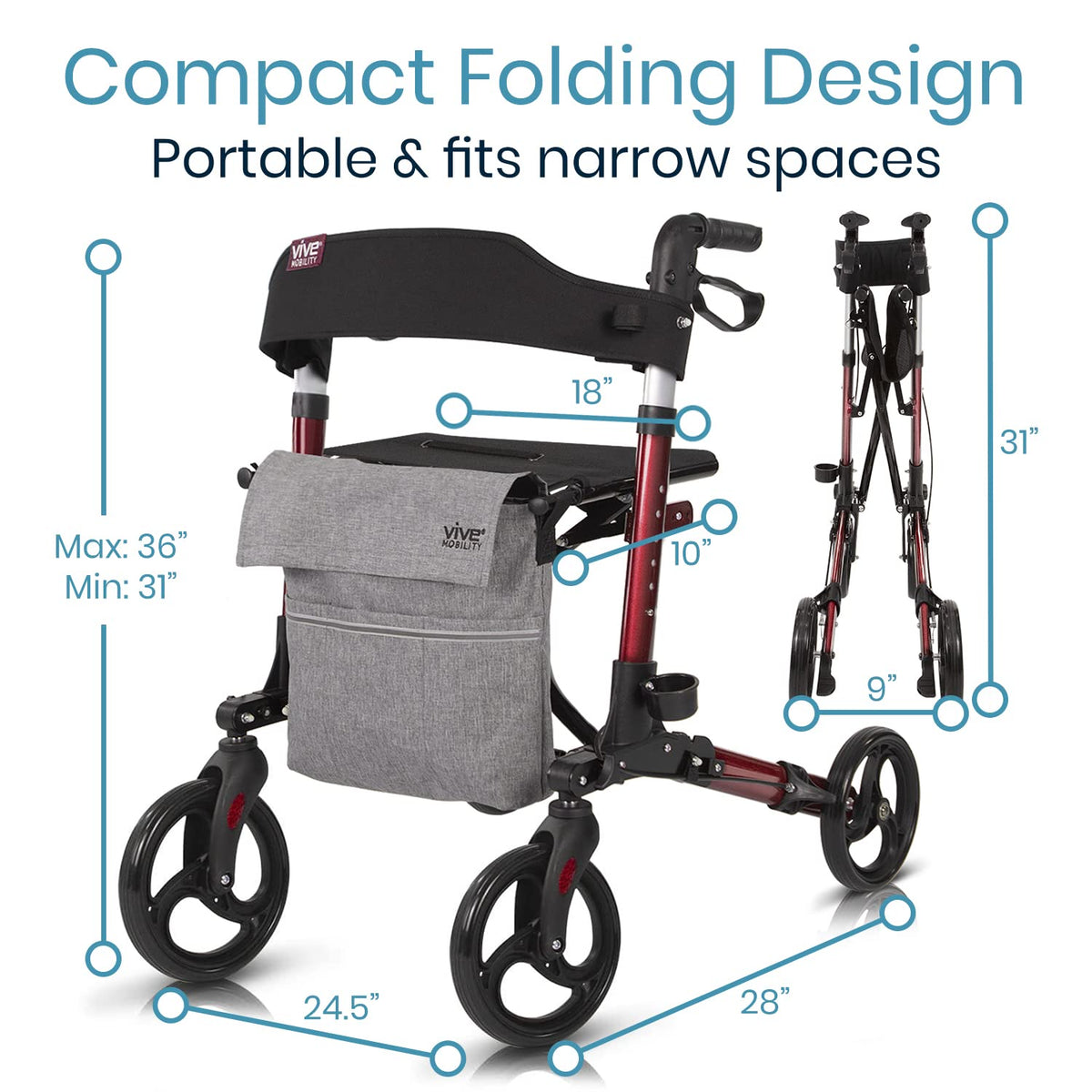 Folding 4 Wheel Rollator Walker V44324
