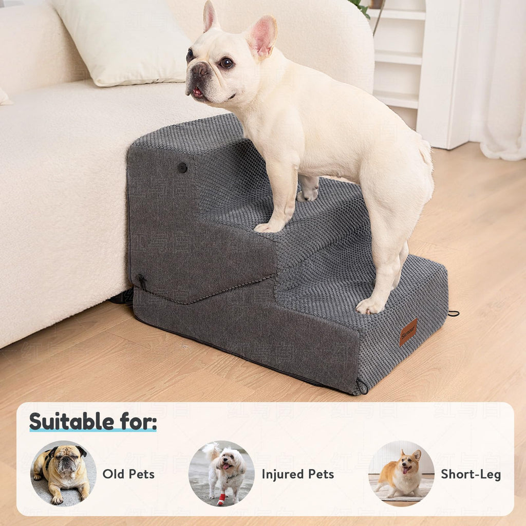 4-Step Dog Stair and Ramp with Non-Slip Bottom Grey V525