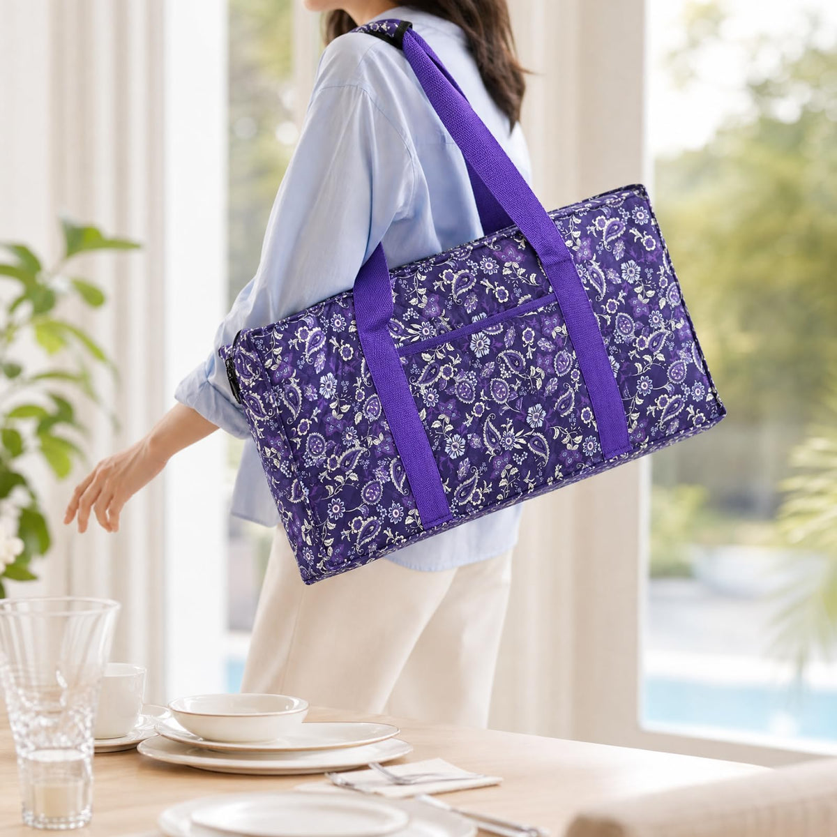 Purple 166 Tile Mahjong Set with Racks and Bag I2358