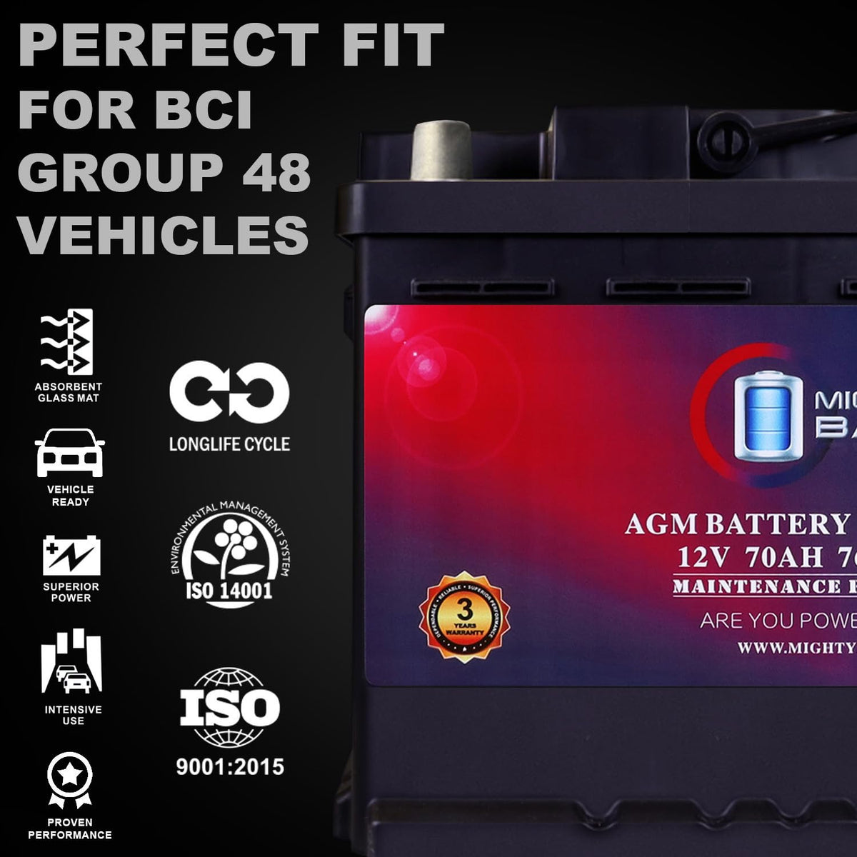 12V 70AH 760CCA Replacement Battery J1271