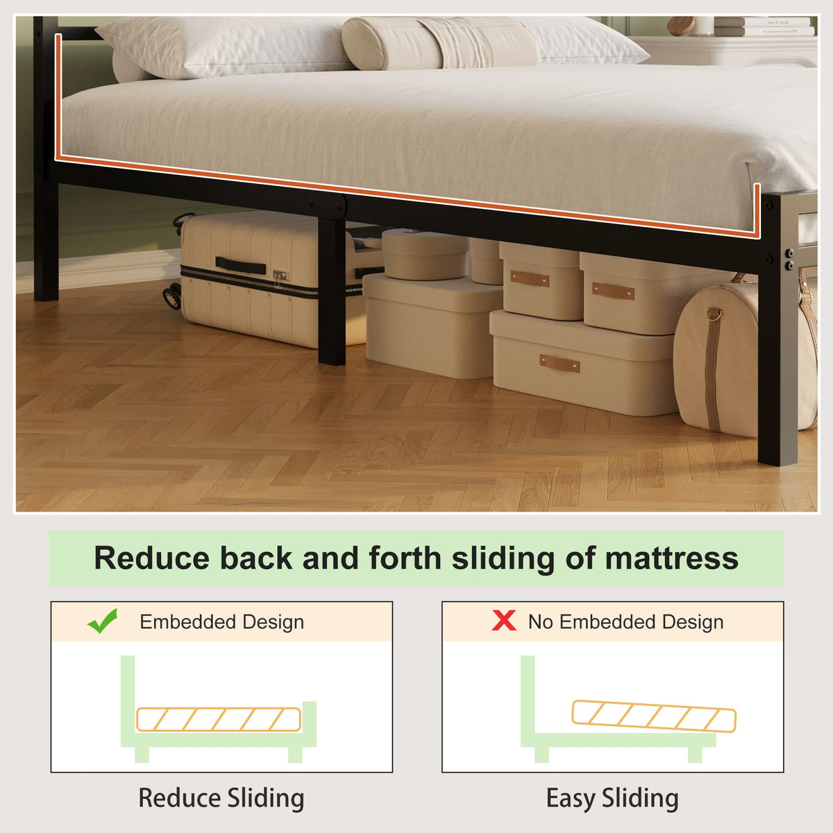 12 Inch Full Size Bed Frame with Headboard and Footboard P24202