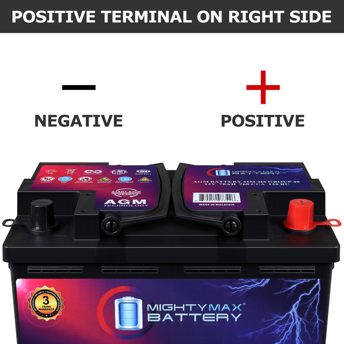 12V 70AH 760CCA Replacement Battery J1271