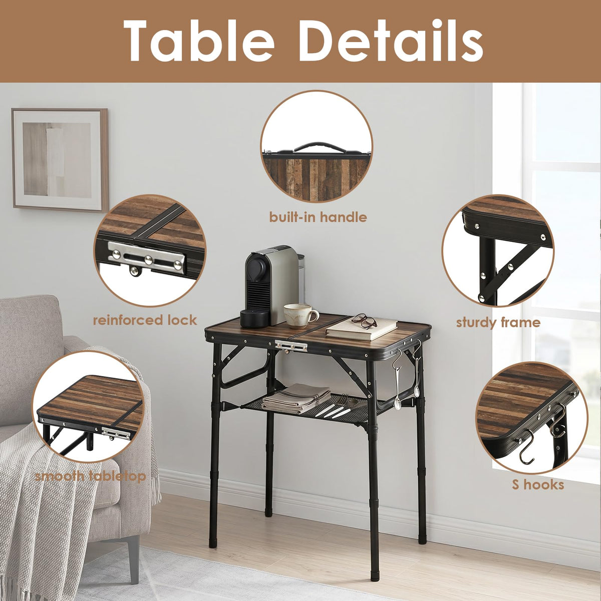 Folding Adjustable Height TV Tray Table M207933
