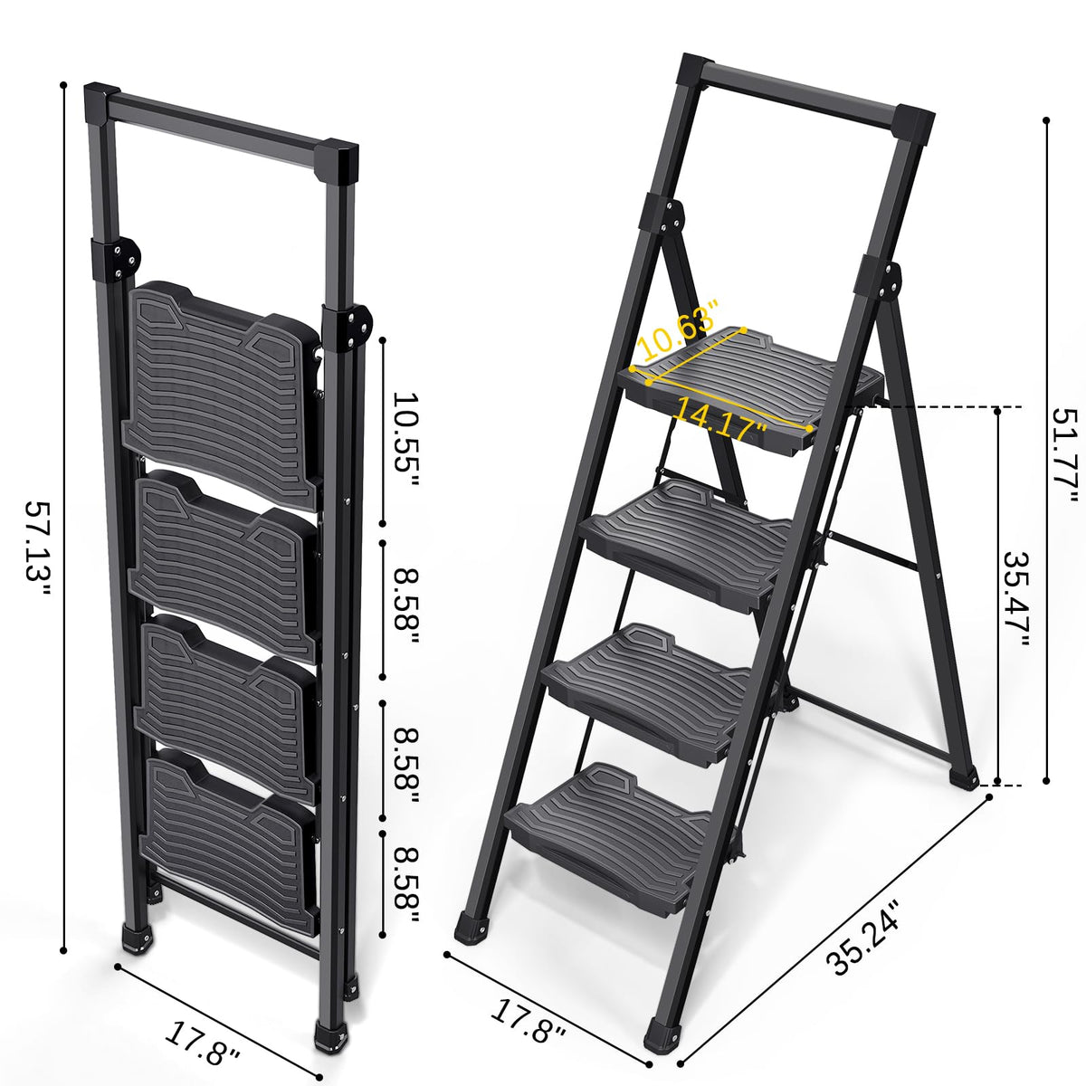 4 Step Folding Step Ladder with Handrails W486904