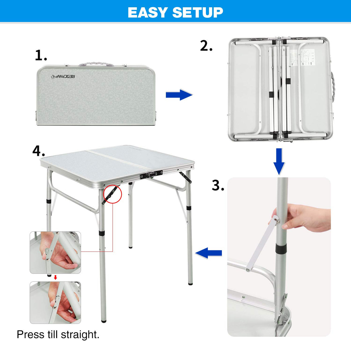 2 Foot Small Square Folding Table with Adjustable Height K3098