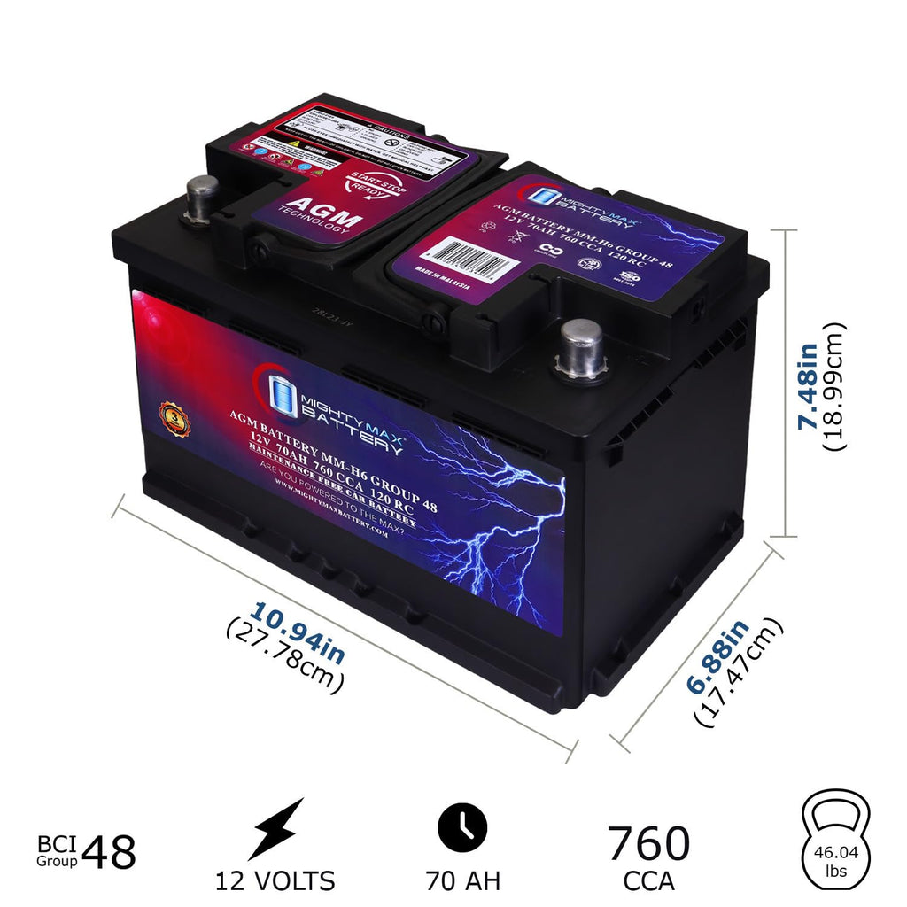 12V 70AH 760CCA Replacement Battery J1271