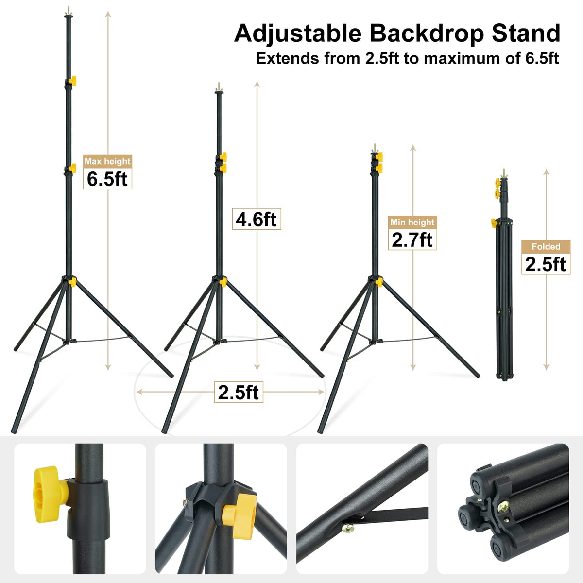 Adjustable Photography Backdrop Stand Kit with Carrying Bag C52852