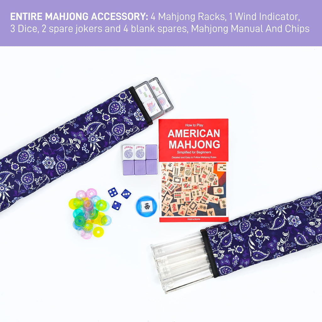 Purple 166 Tile Mahjong Set with Racks and Bag I2358