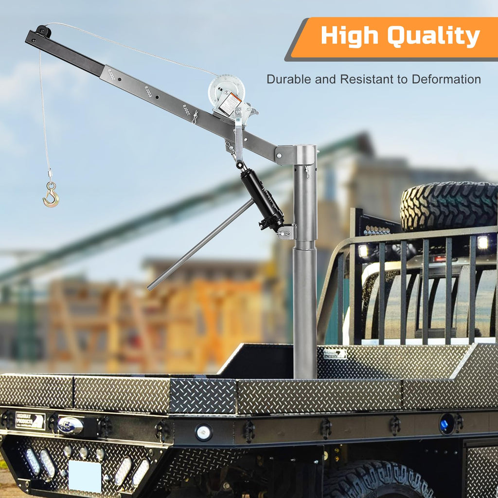1000 Lbs Hydraulic Pickup Truck Crane Hoist with Manual Winch Q107