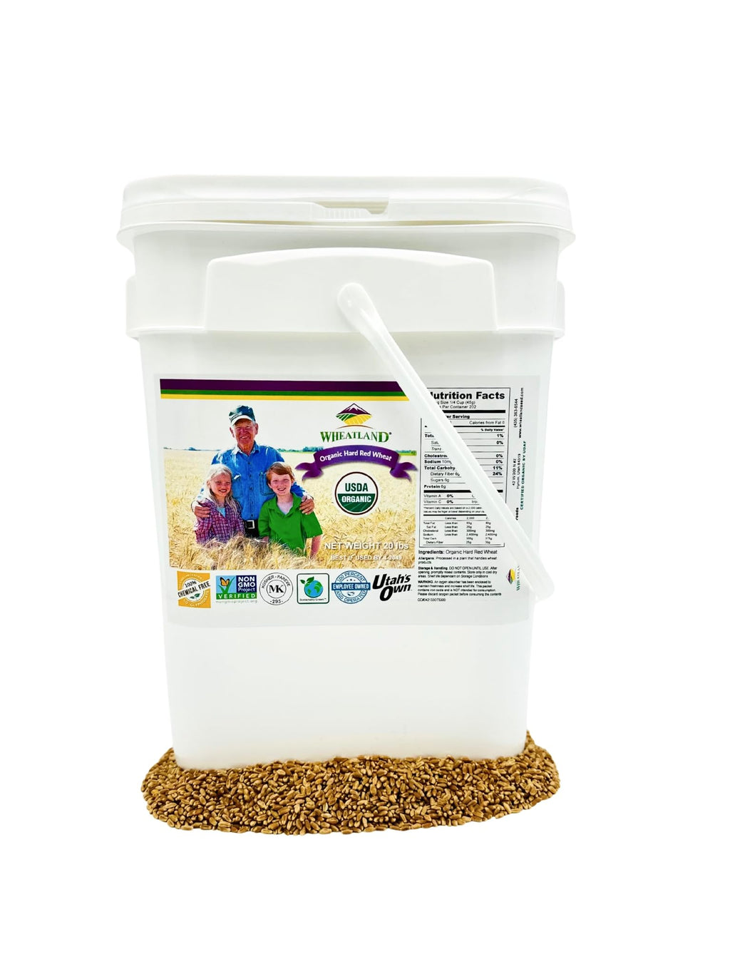 Organic Hard Red Wheat Berries 20lb Bucket S613418